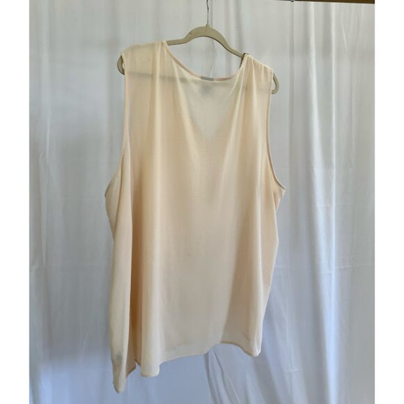 Bobeau Women's Plus 3X Cream crepe tank with black/white faux crystal neckline - Picture 2 of 7